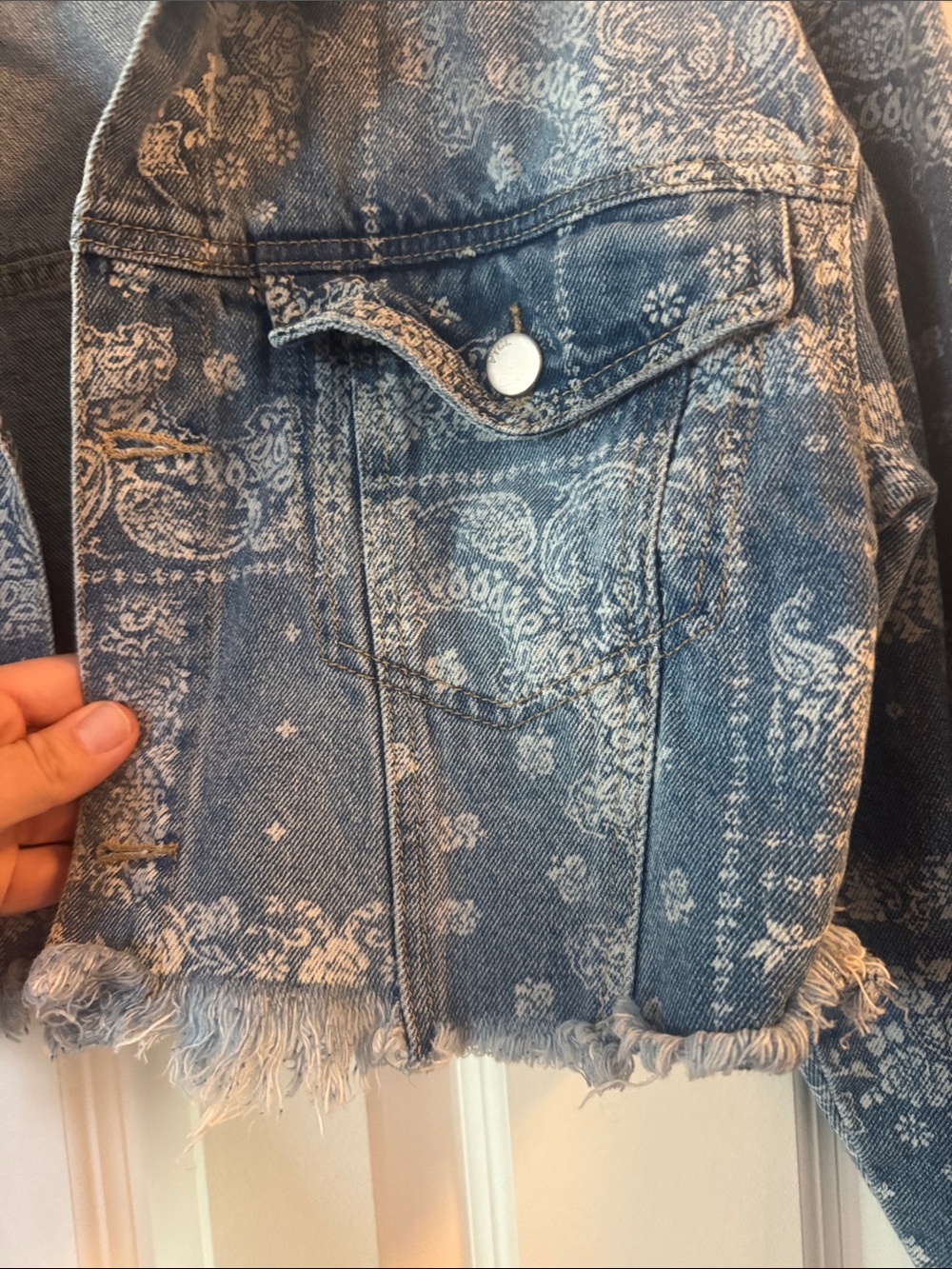 PTCL Light Blue Cropped Bandana-Print Denim Jacket - Picture 4 of 6